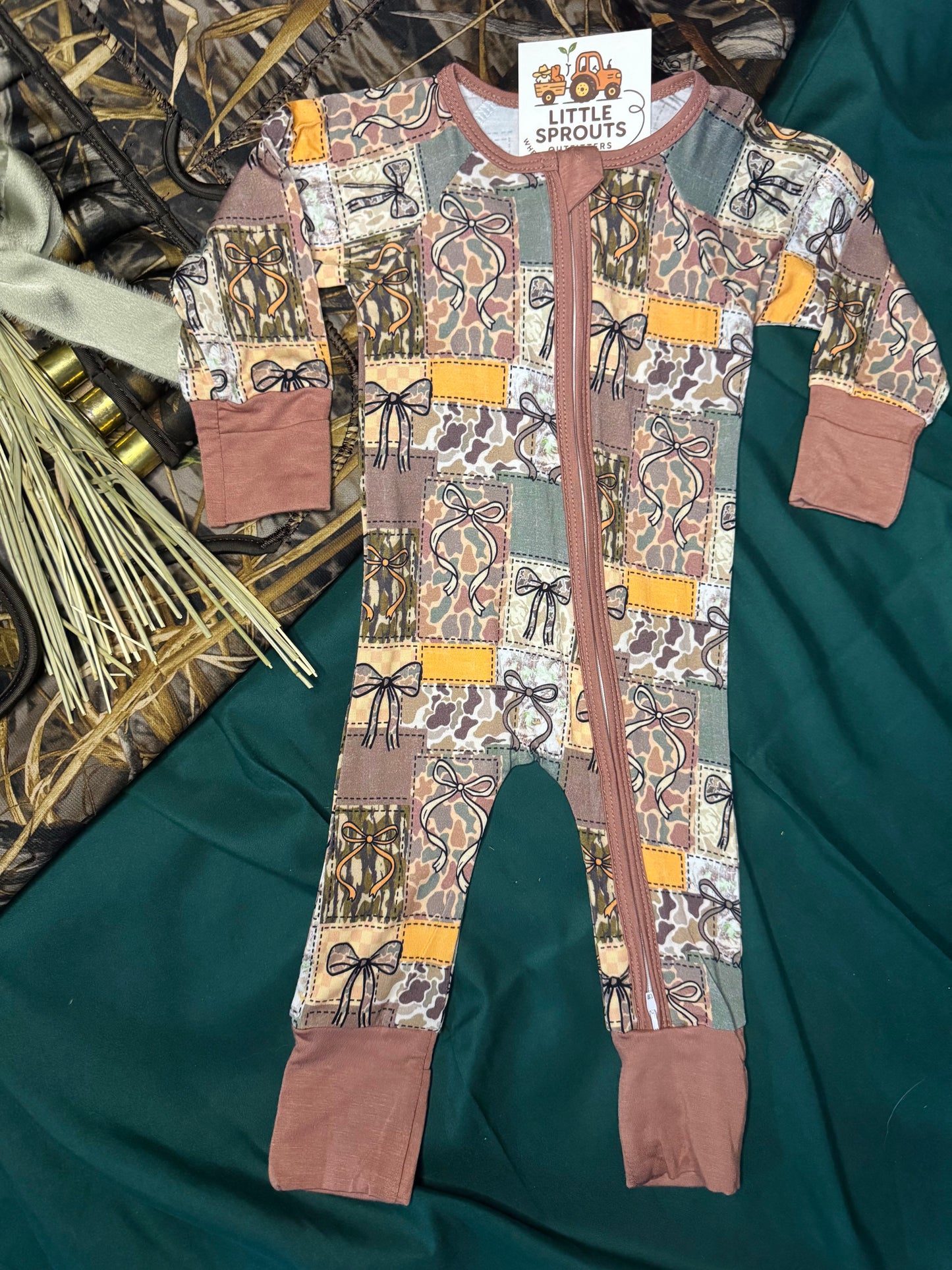 Camo Bows Zip Pajama