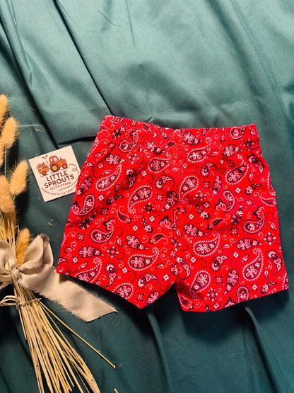 Red Paisley Bandana Hybrid Shorts | Boys