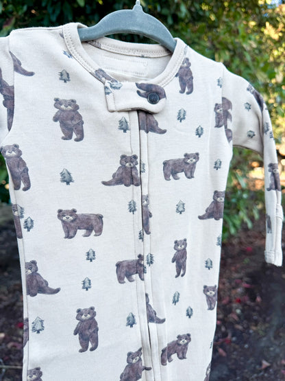 Black Bear Organic Cotton Zip Pajamas