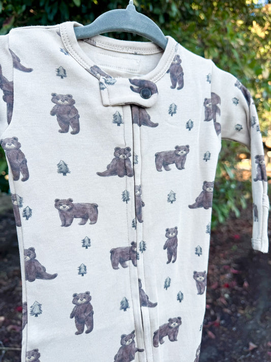 Black Bear Organic Cotton Zip Pajamas
