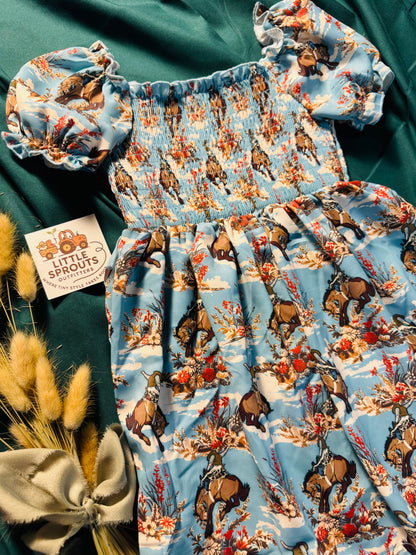 Bucking Bloom Flutter Sleeve Dress