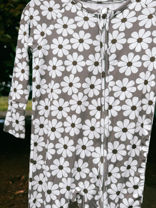 Retro Bloom Bamboo Zip Pajama | Girls