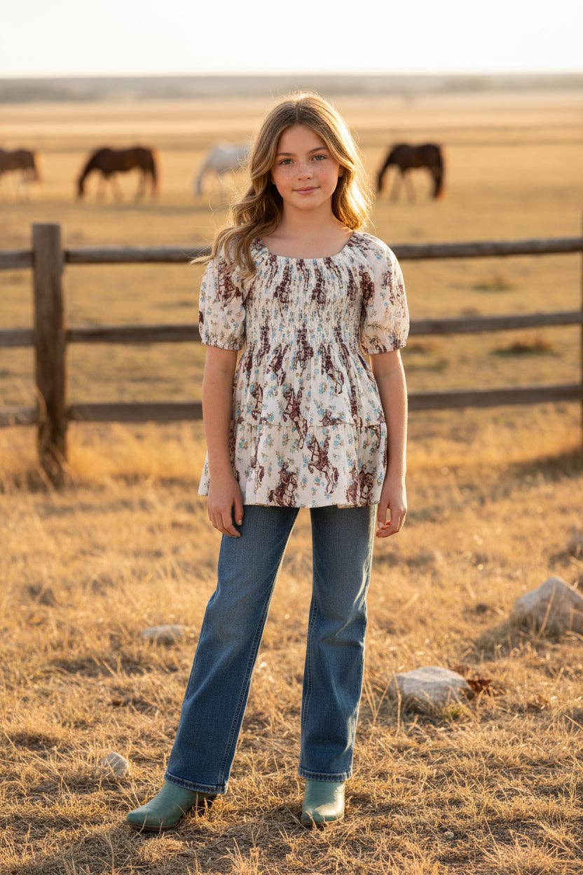Wildflower Western Smocked Top | Girls