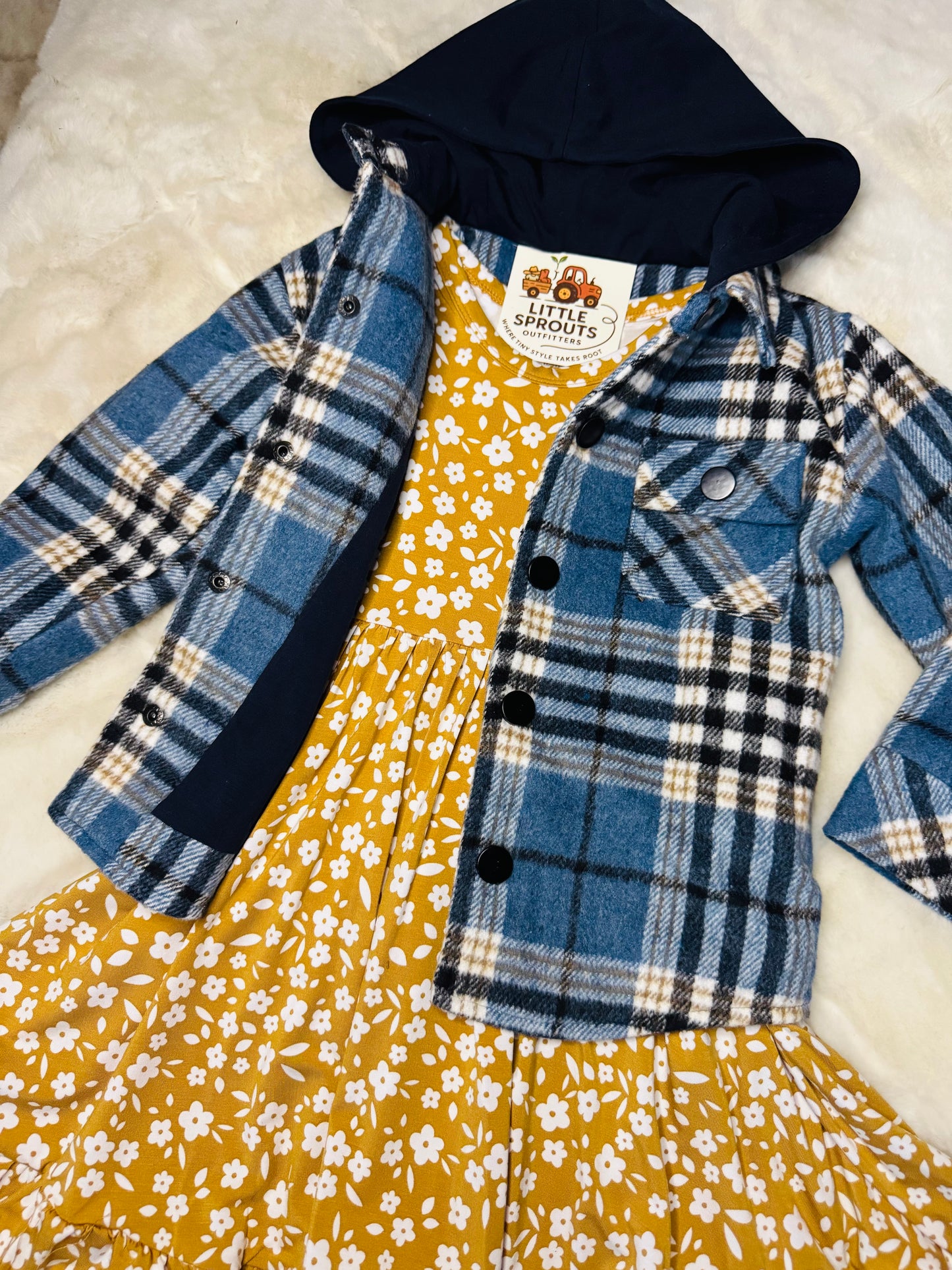 Blue Plaid Hooded Shacket