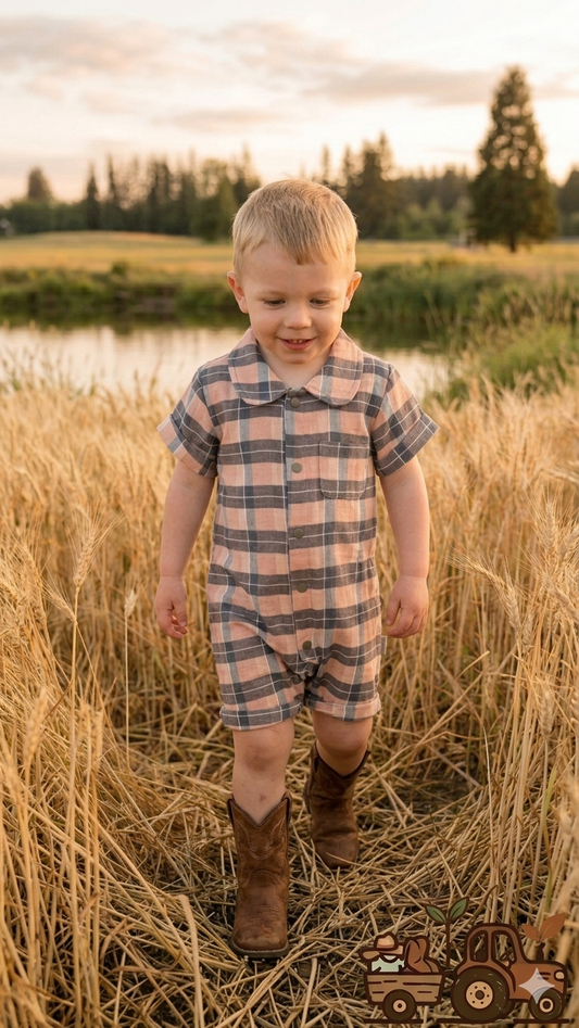 Trailside Plaid Short Romper