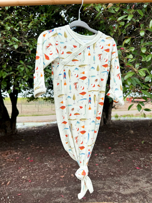 Gone Fishing Bamboo Knotted Gown | Newborn