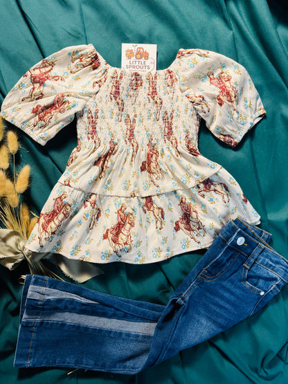 Wildflower Western Smocked Top | Girls