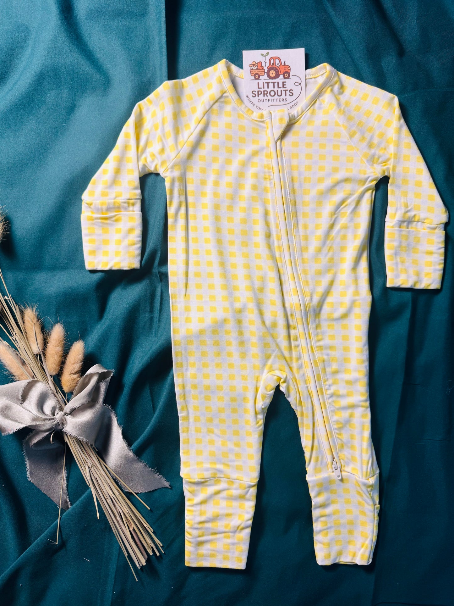 Citron Yellow Gingham Zip Pajama