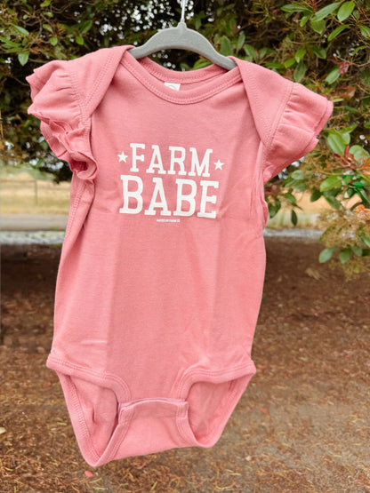 Farm Babe Ruffle Sleeve Graphic Tee & Onesie | Girls