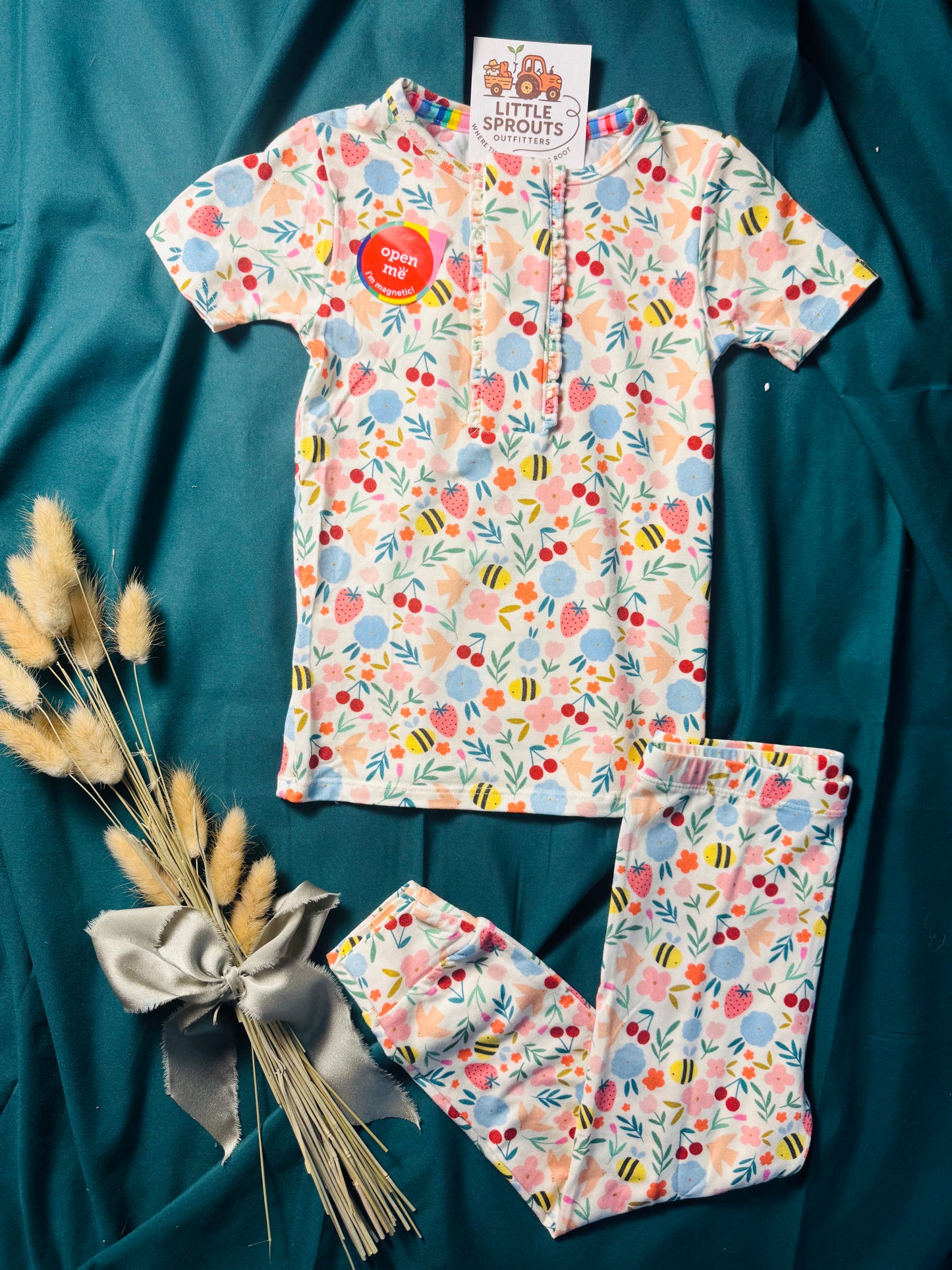 Honey Bee Blossom Magnetic 2pc Pajama Set | Girls