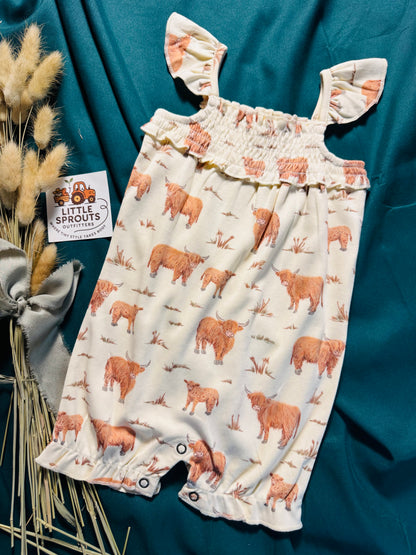 Highland Cow Bubble Romper