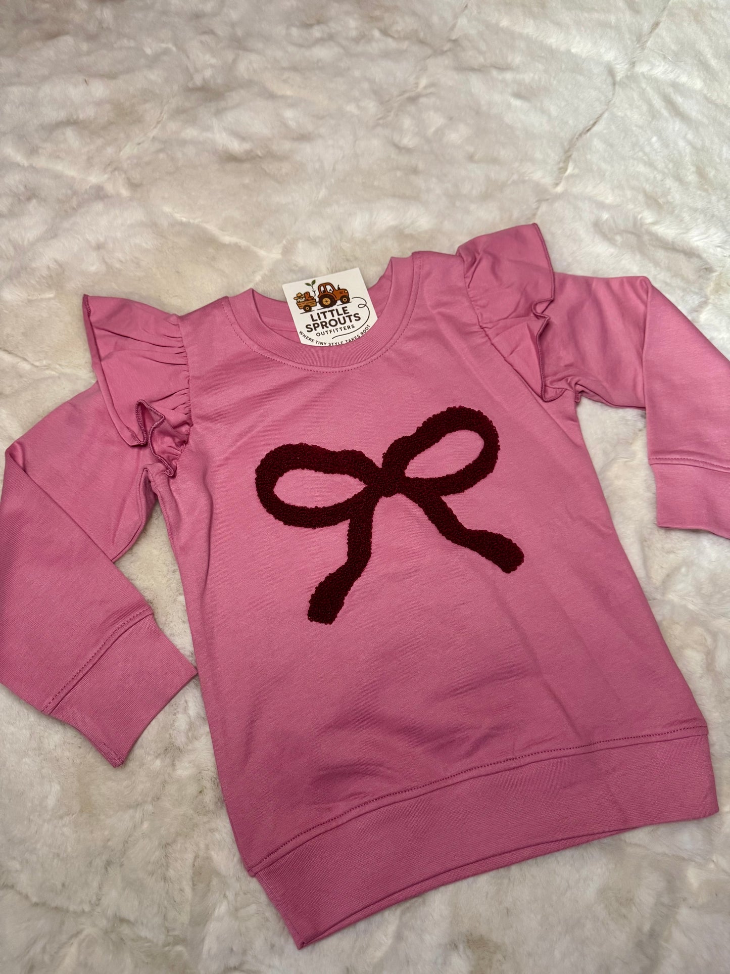RUFFLE BOW SWEATSHIRT