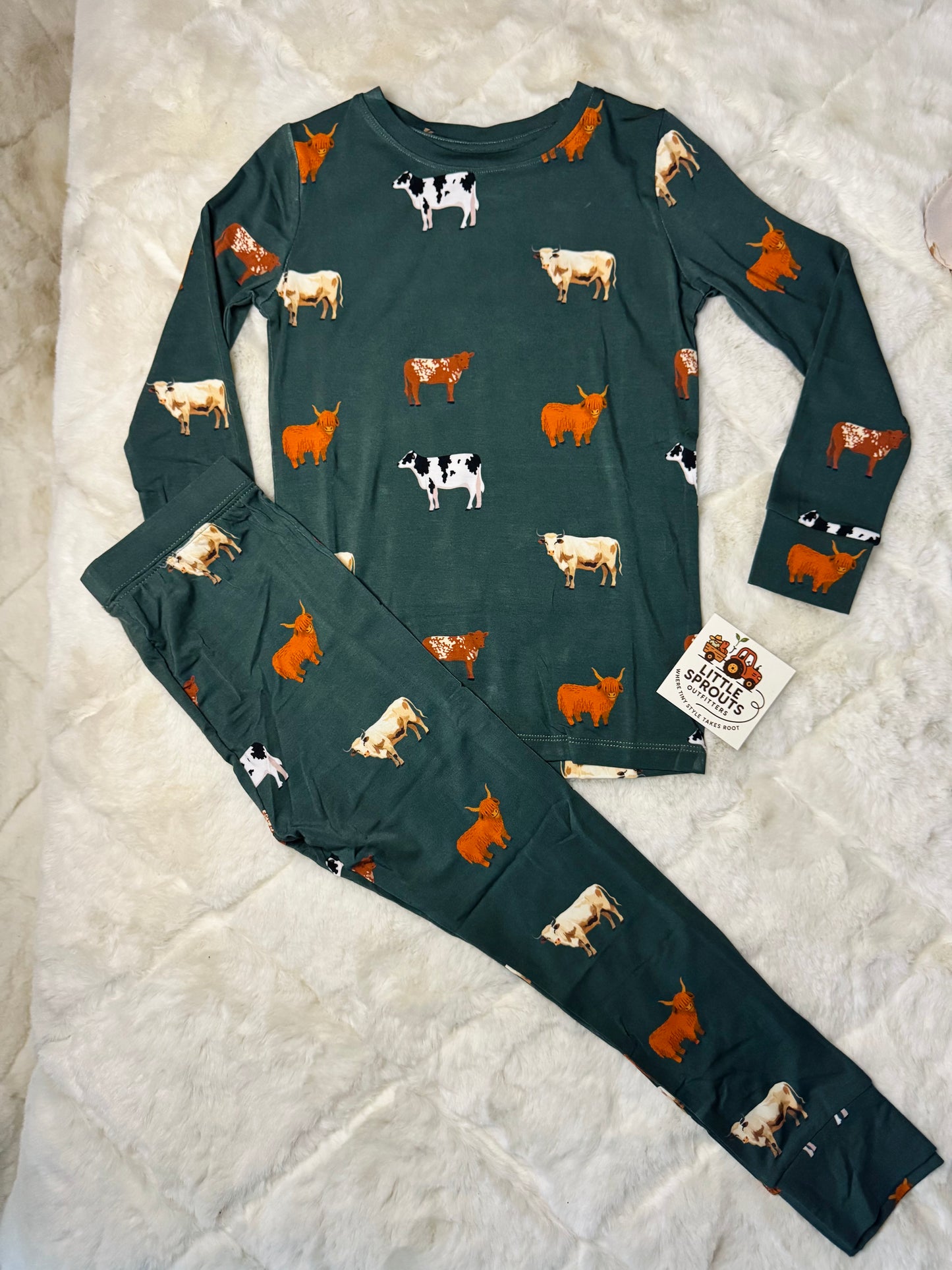 Green Cow Pajama Set