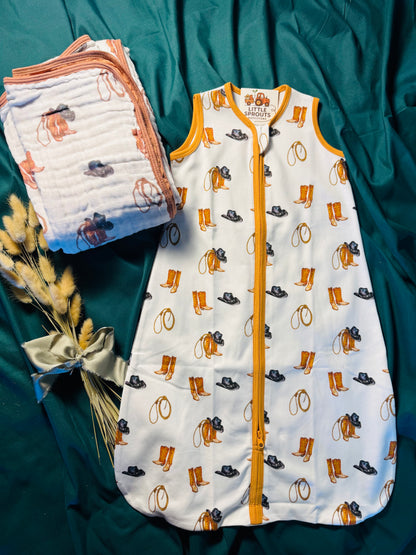 Brown Boots Muslin Cotton Blanket