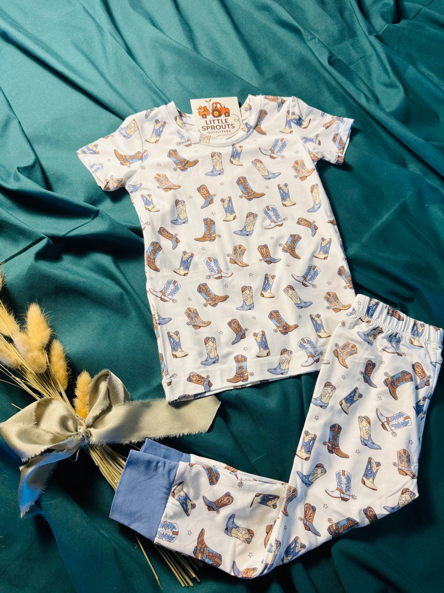 Blue Boot Bamboo Pajama 2pc Set | Boys