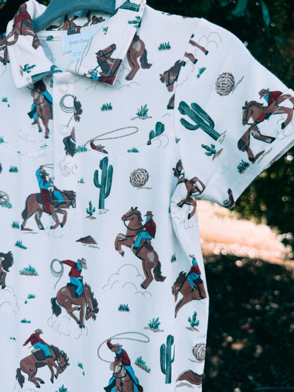 Buckaroo Cowboy Shortie Polo Romper | Boys