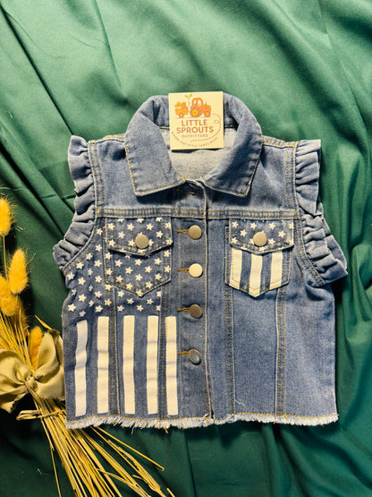 Stars & Stripes Denim Vest | Girls