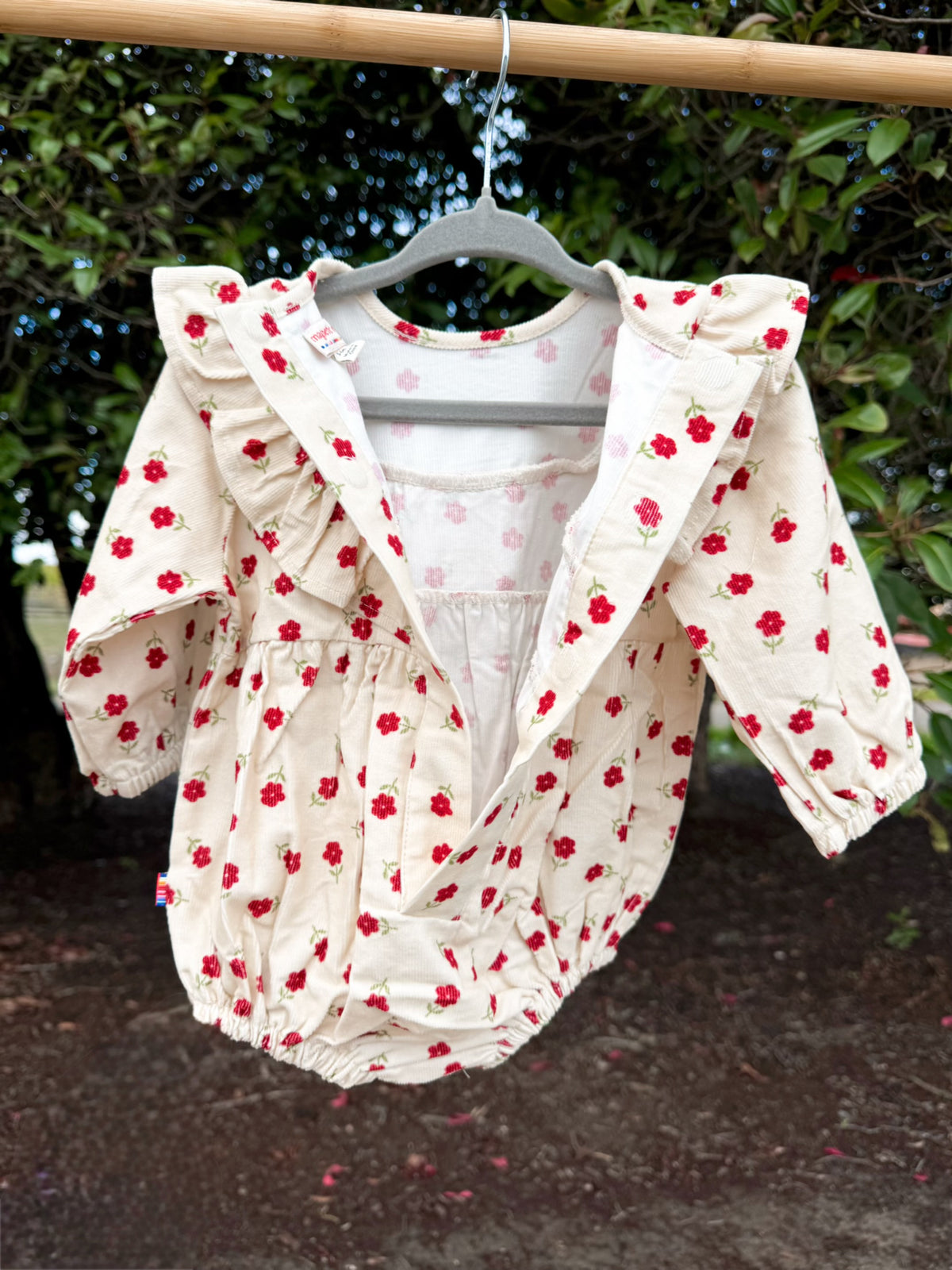 Magnetic Me Floral Corduroy Bubble Romper | Girls