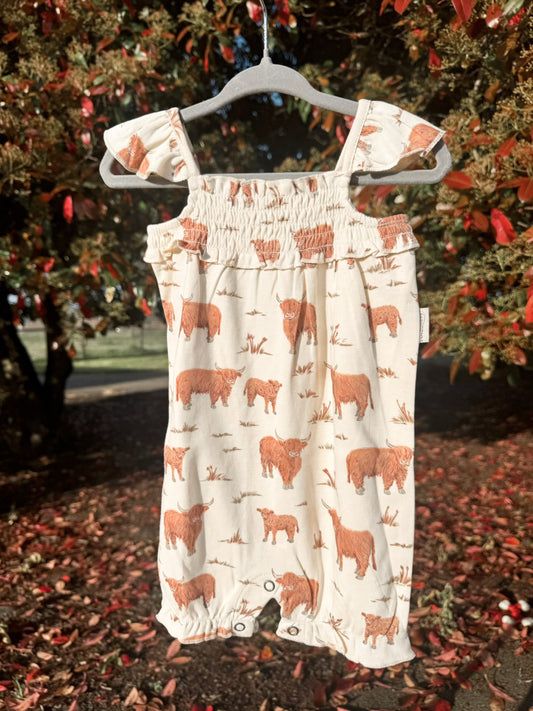 Highland Cow Bubble Romper