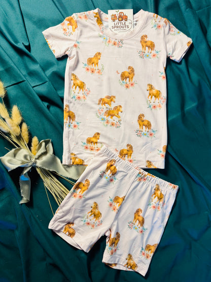 Pink Ponies Loungewear Short Set | Girls