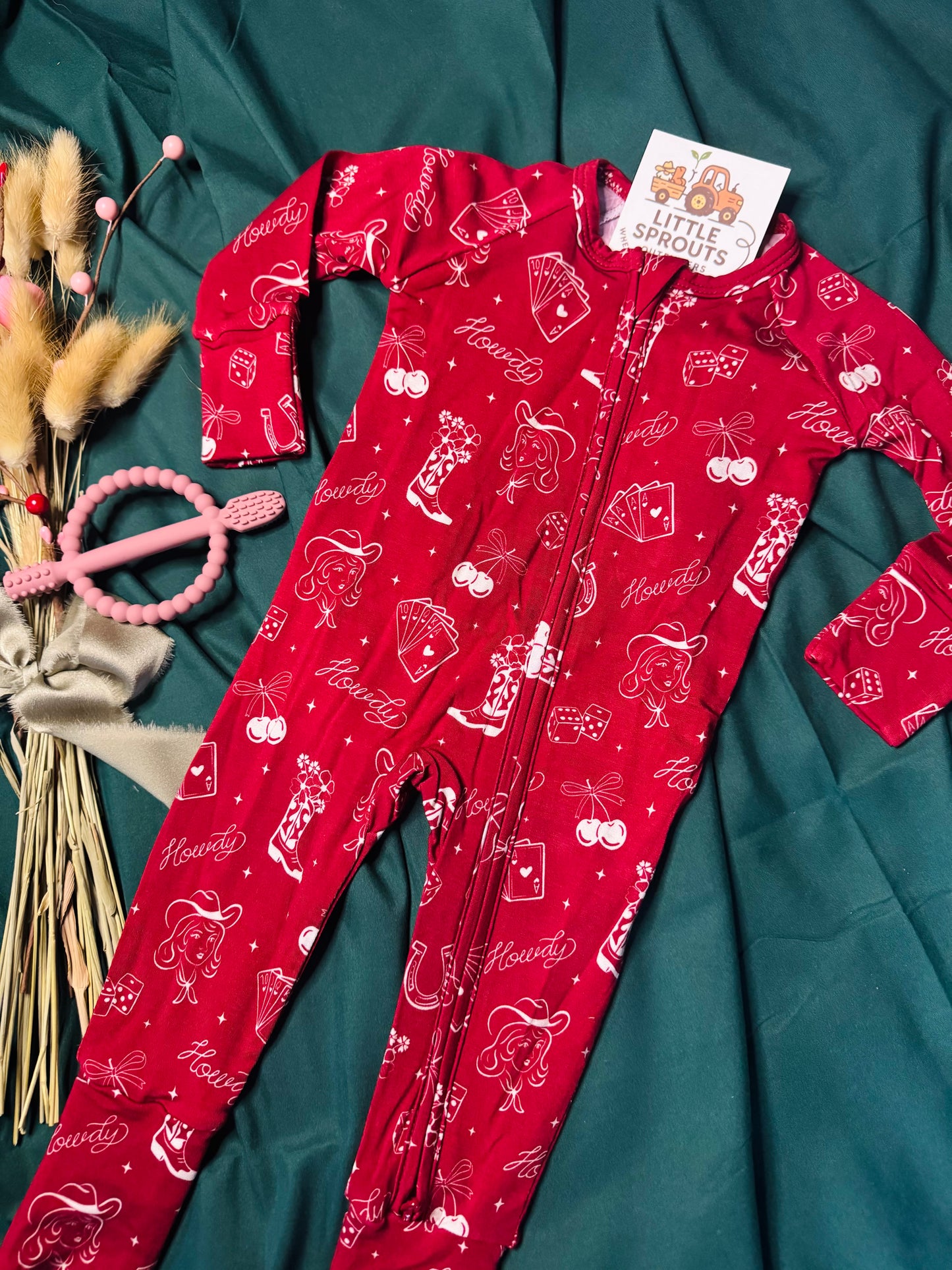 Cowgirl Cherry Heart Zip Pajama