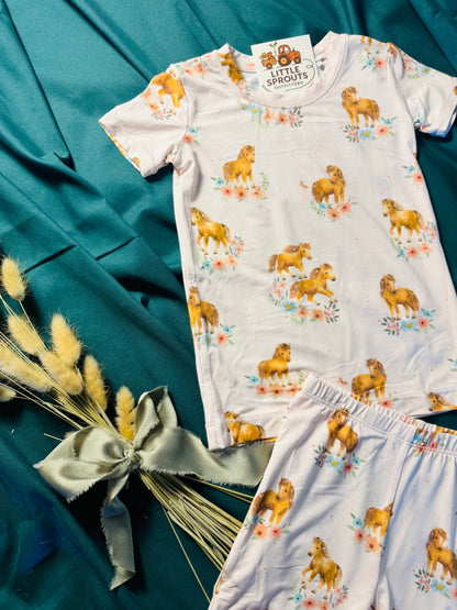 Pink Ponies Loungewear Short Set | Girls