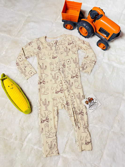 Howdy Oatmeal Zipper Pajama