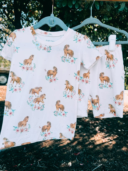 Pink Ponies Loungewear Short Set | Girls