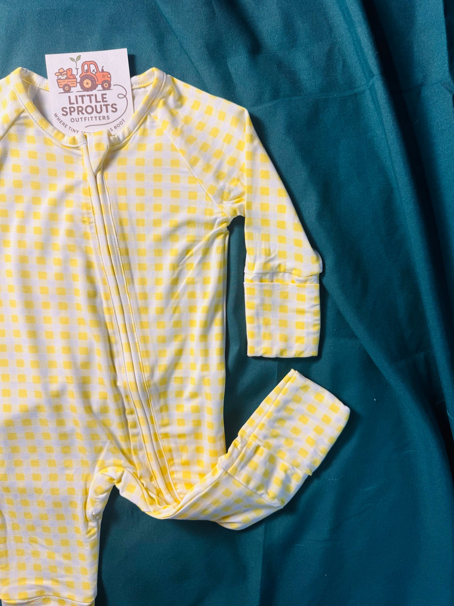 Citron Yellow Gingham Zip Pajama