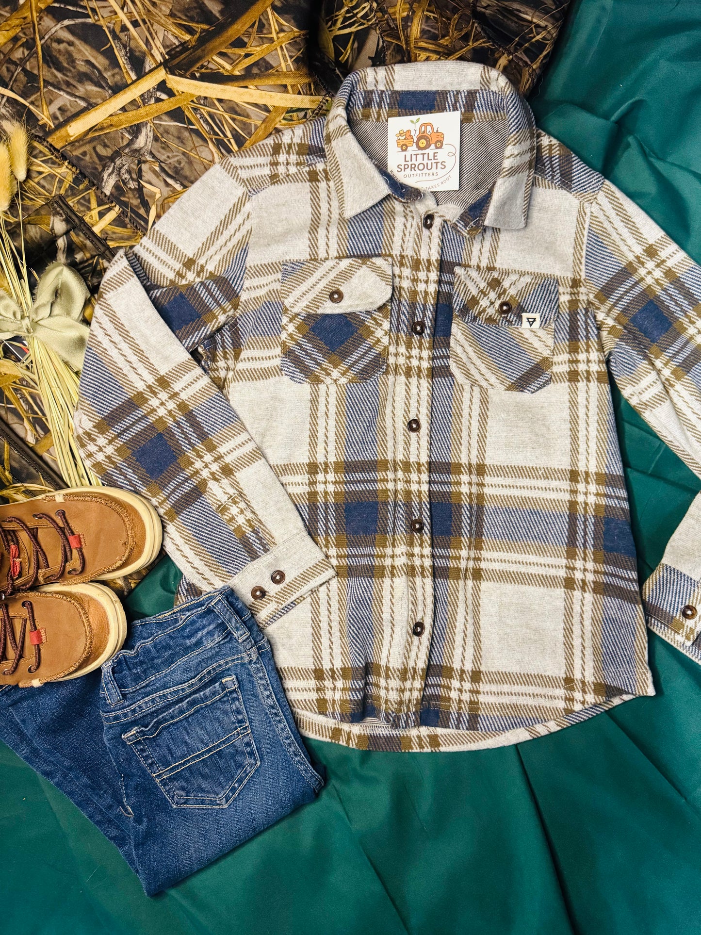 Gray Stretch Flannel Shirt