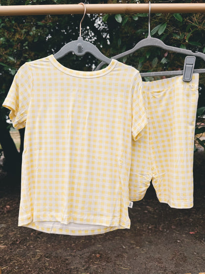 Citron Yellow Gingham Bamboo 2pc Set