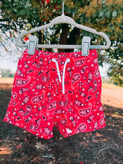 Red Paisley Bandana Hybrid Shorts | Boys