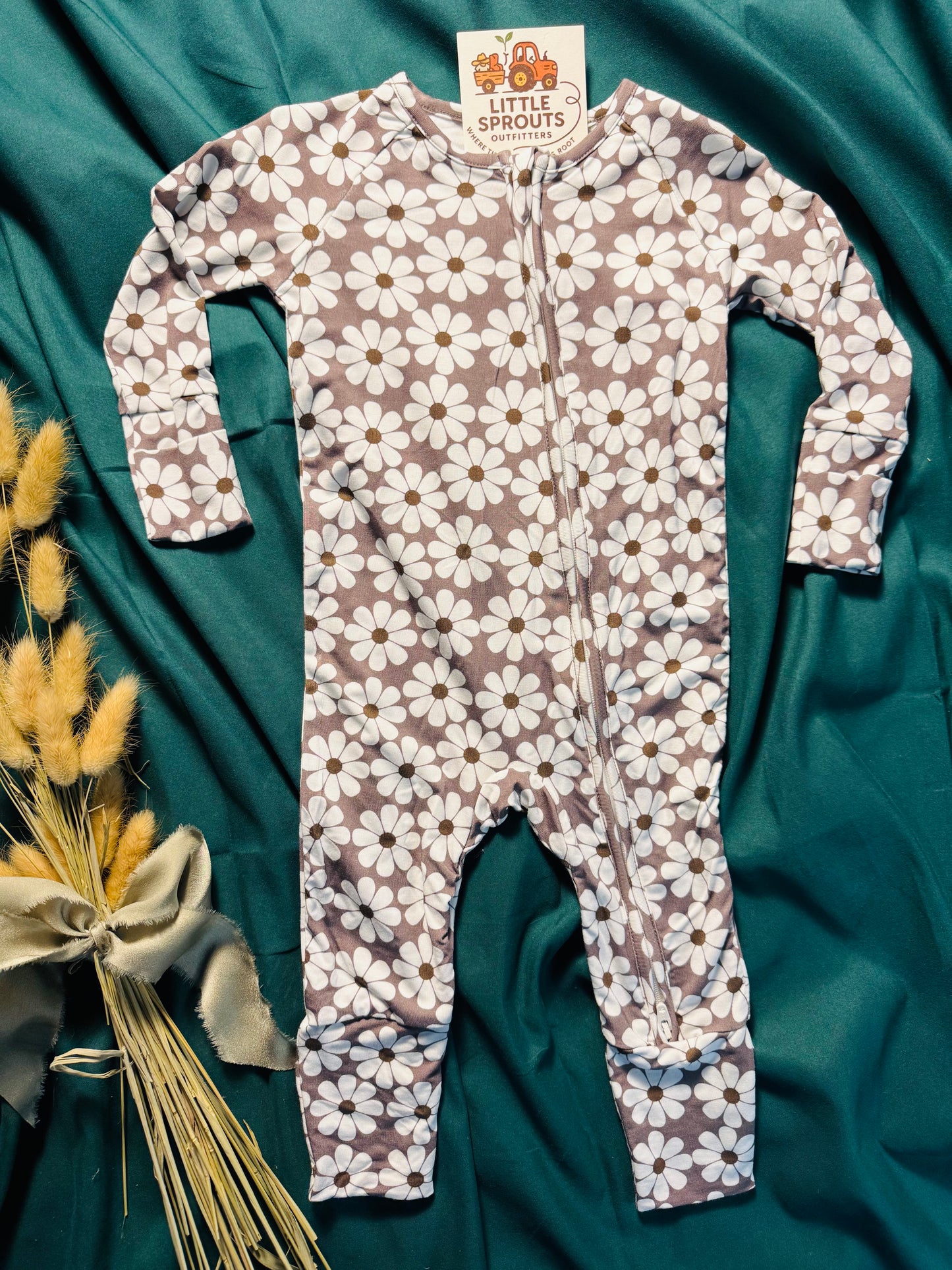 Retro Bloom Bamboo Zip Pajama | Girls