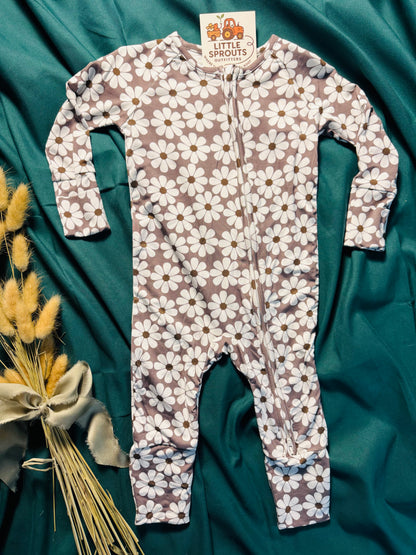 Retro Bloom Bamboo Zip Pajama | Girls
