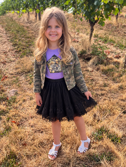 Lavender Camo Boot Stitch Tee | Girls