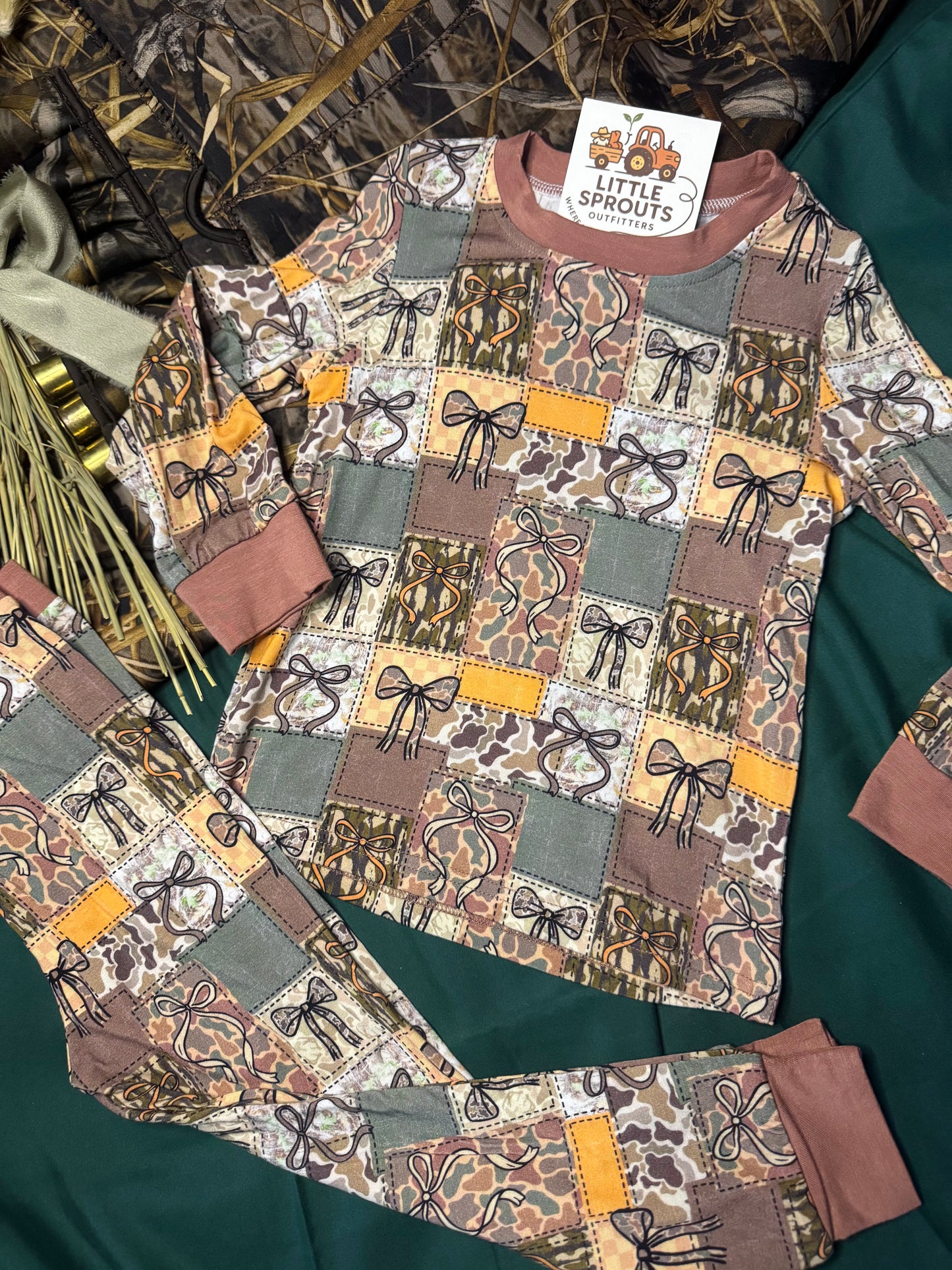 Camo Bows 2pc Pajama Set