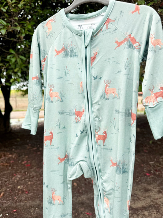 Woodland Buck Bamboo Zip Romper