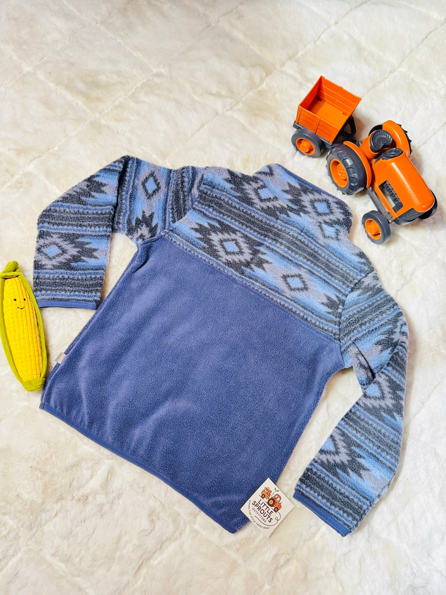 Blue Aztec Fleece 1/4 Snap