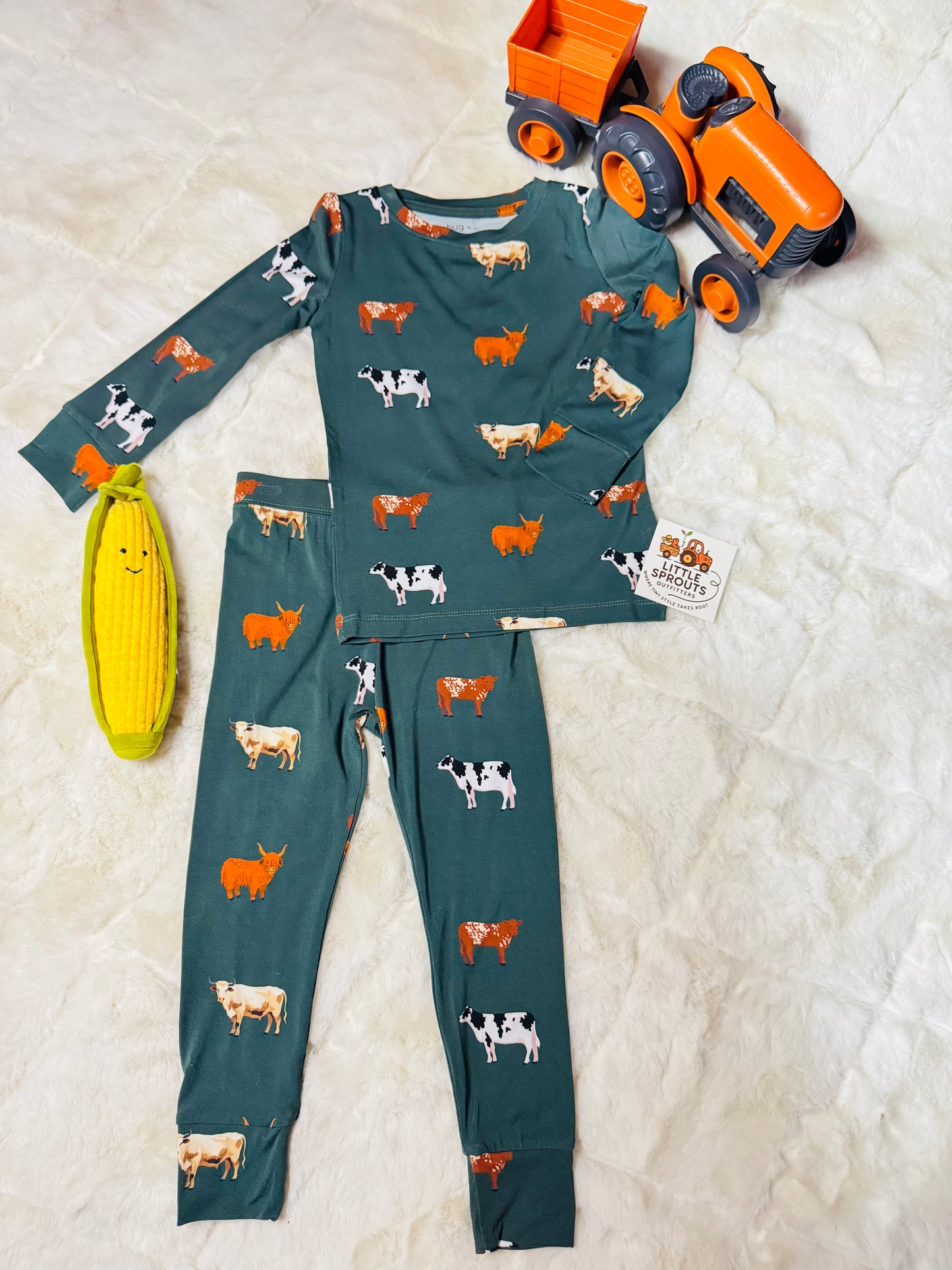 Green Cow Pajama Set