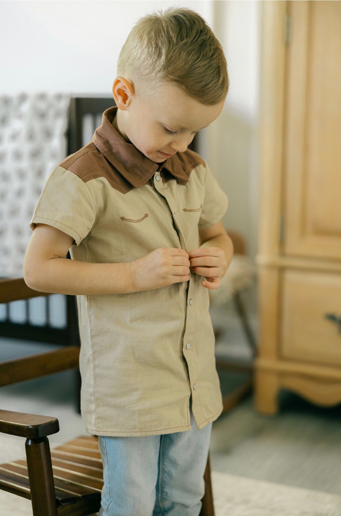 Ranchy Pearl Snap Button-Up Shirt