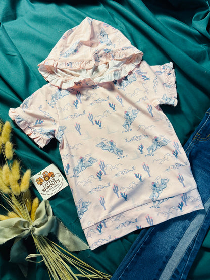 Rodeo Rose Ruffle Hooded Top | Girls