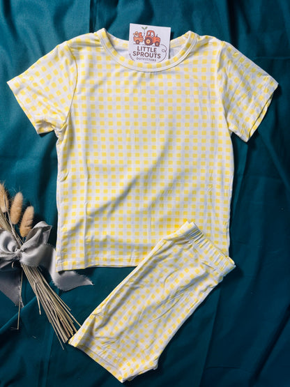 Citron Yellow Gingham Bamboo 2pc Set