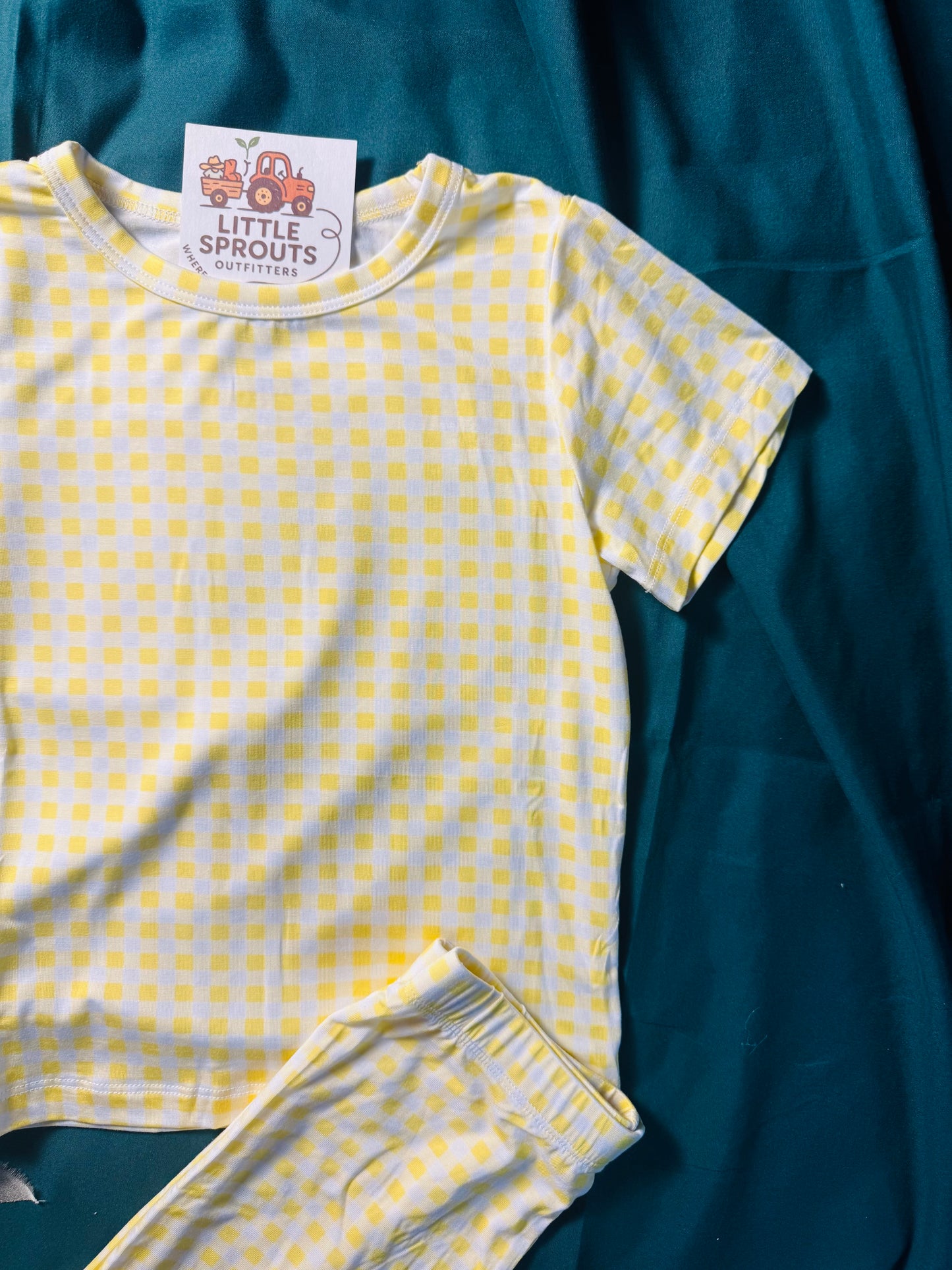 Citron Yellow Gingham Bamboo 2pc Set