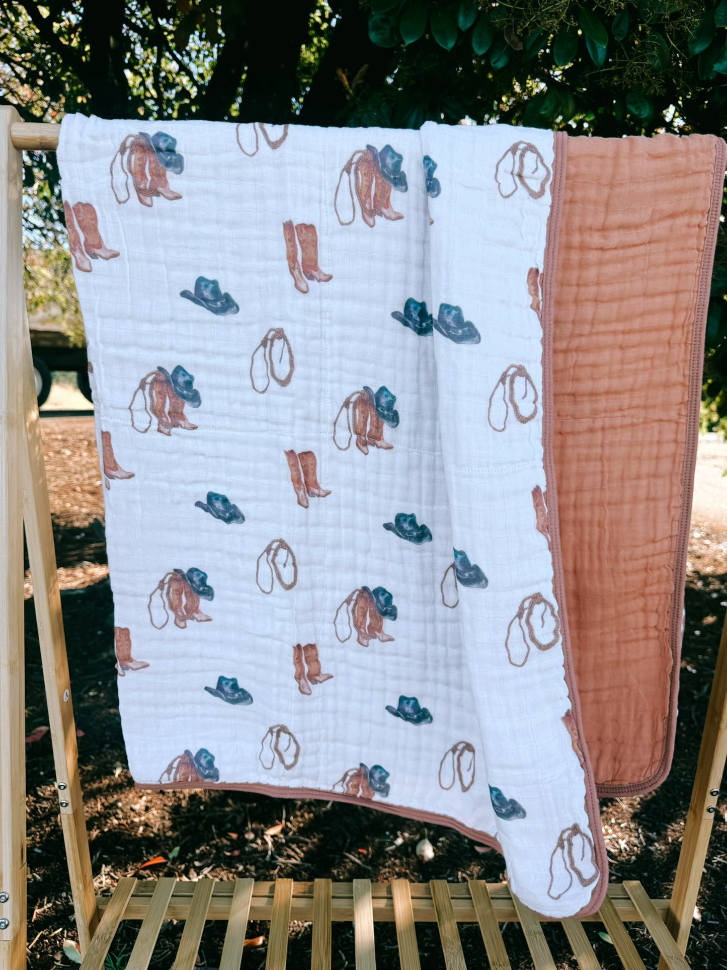 Brown Boots Muslin Cotton Blanket