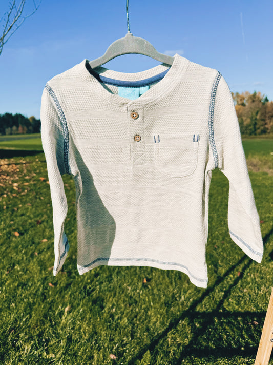 Oatmeal Henley Tee