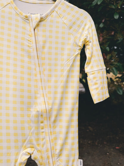 Citron Yellow Gingham Zip Pajama