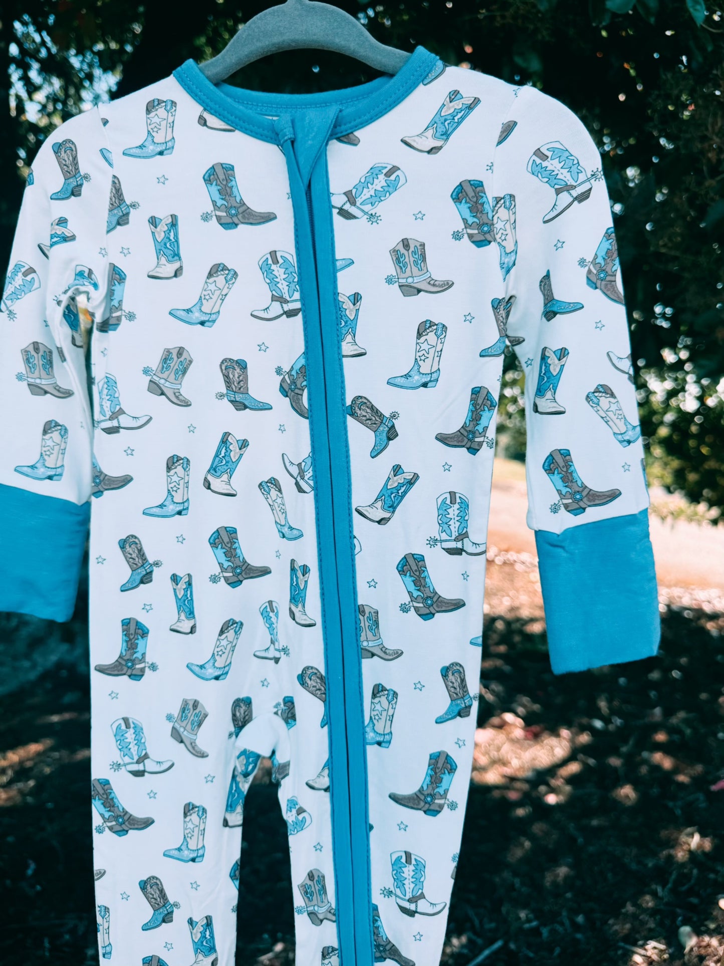 Blue Boot Bamboo Zip Romper | Boys