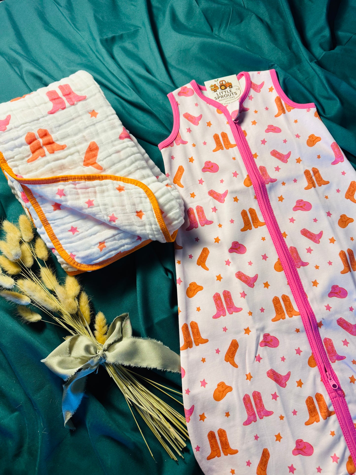 Pink Boots Muslin Cotton Blanket
