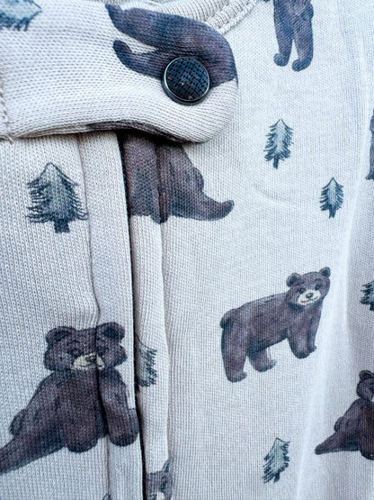 Black Bear Organic Cotton Zip Pajamas