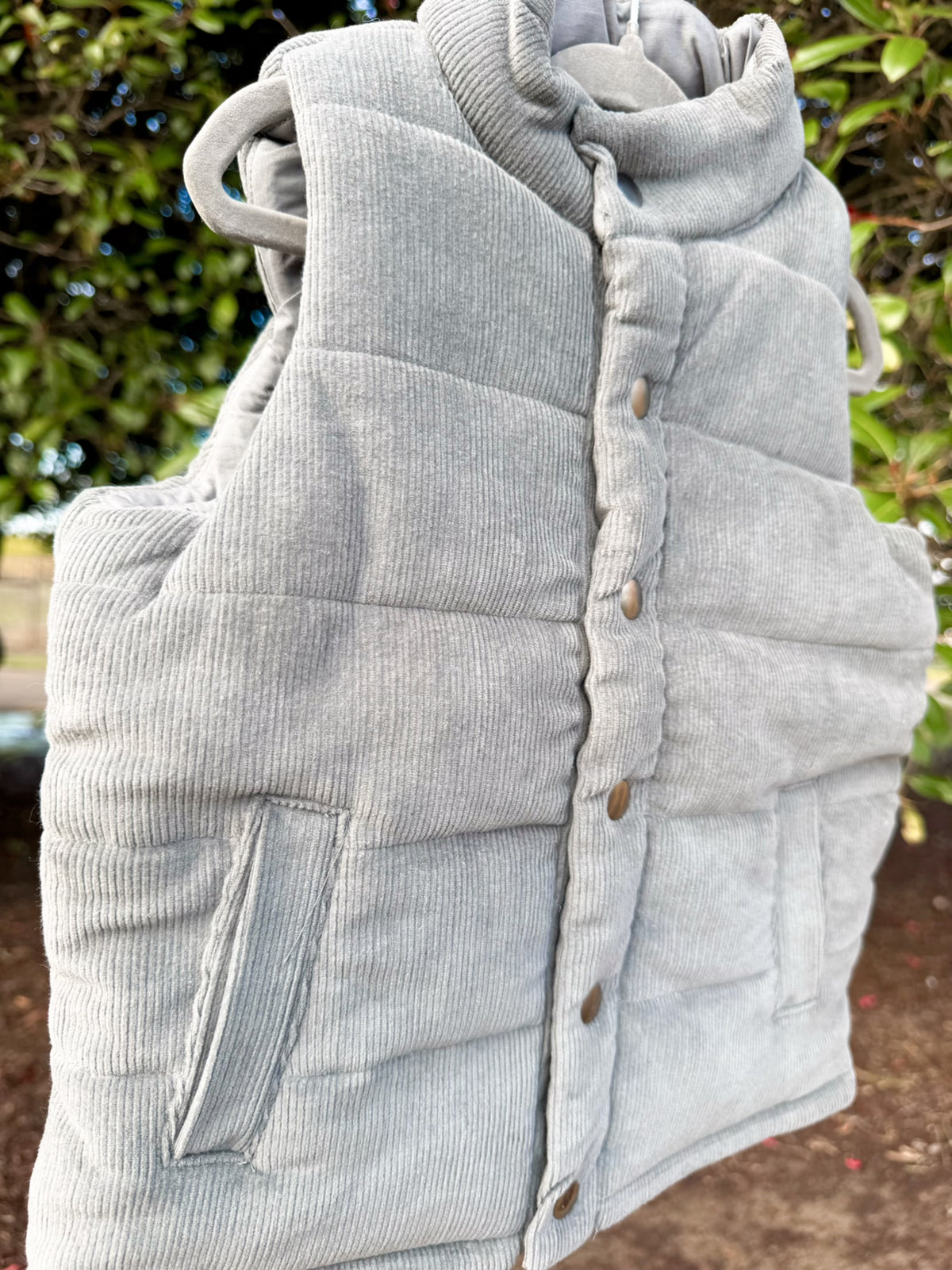 Gunmetal Corduroy Snap Vest | Boys